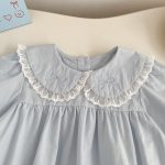 【66-90cm】ロンパース パフスリーブ ピーターパンカラー シンプル おしゃれ ベビー服 - 画像 (8)
