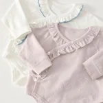【52-80cm】ロンパース ベビー フリルデザイン リボン - 画像 (5)