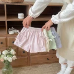 【73-100cm】ベビー 女の子 リボンフリル ショートパンツ - 画像 (3)
