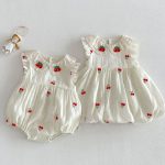 【66-110cm】ロンパース/ワンピース チェリー柄 姉妹服 おしゃれ - 画像 (3)
