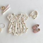 【66-100cm】ロンパース 花柄 半袖 女の子 おしゃれ