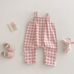 【73-100cm】サロペット 可愛い ピンク チェック ベビー服 - 画像 (4)