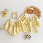 【66-120cm】ロンパース/ワンピース 可愛い キイロ 姉妹服 - 画像 (11)