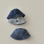 【GOODS】デニム ハット ハート 刺繍デザイン