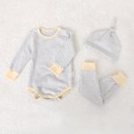 【66-90cm】ロンパース＆レギンス＆帽子 ボーダー 肌触り良い シンプル カラフル ベビー服 - 画像 (7)