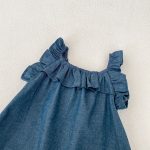 【66-90cm】サロペット フリル デニム カジュアル ベビー服 - 画像 (9)