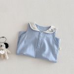 【66-90cm】ロンパース セーラー 無地 シンプル 着心地良い ベビー服 - 画像 (6)