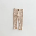 【80-140cm】ベビー ボタン付きリブ 無地 ボトムス キッズ服 - 画像 (6)