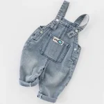 【80-140cm】キッズ ポケット付き デニム サロペット - 画像 (3)