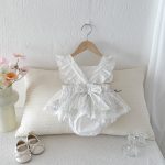 【66-90cm】ロンパース ホワイト フリル シンプル - 画像 (4)