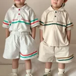 【80-150cm】セットアップ キッズ 男女兼用 英字ポロ - 画像 (3)