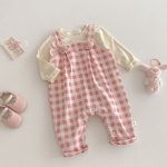 【73-100cm】サロペット 可愛い ピンク チェック ベビー服 - 画像 (8)