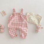 【73-100cm】サロペット 可愛い ピンク チェック ベビー服 - 画像 (6)
