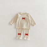 【73-110cm】セットアップ 蝶結び 柔らか おしゃれ 肌に優しい 二点セット - 画像 (3)