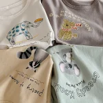 【90-130cm】Tシャツ 男女兼用 動物柄 プリント - 画像 (5)