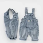 【80-140cm】キッズ ポケット付き デニム サロペット
