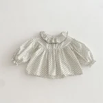 【80-120cm】ベビー 女の子 フリル襟 小花柄 シャツ - 画像 (7)