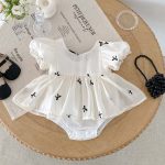 【予約販売】【66-90cm】ロンパース リボン付き パフスリーブ 可愛い 女の子 - 画像 (7)