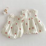 【66-110cm】ロンパース/ワンピース チェリー柄 姉妹服 おしゃれ - 画像 (8)