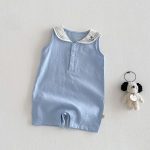 【66-90cm】ロンパース セーラー 無地 シンプル 着心地良い ベビー服 - 画像 (3)