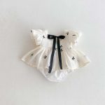【予約販売】【66-90cm】ロンパース リボン付き パフスリーブ 可愛い 女の子 - 画像 (4)