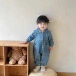 【66-100cm】ベビー 女の子 丸襟 デニム ロンパース - 画像 (2)