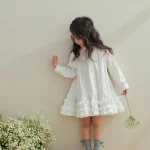 【90-140cm】女の子 無地 フォマールシャツ ワンピース - 画像 (7)