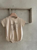【66-90cm】ロンパース ベビー 半袖 ウサギ柄 着心地抜群 - 画像 (5)
