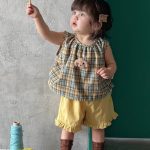 【73-110cm】セットアップ レトロ チェック 可愛い ベビー服 - 画像 (4)