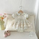 【66-90cm】ロンパース グリーン 花 プリンセス おしゃれ 女の子 - 画像 (7)