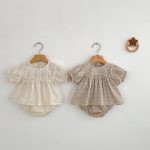 【66-100cm】ブラウス＆ブルマ パフスリーブ チェック シンプル ベビー服 - 画像 (6)