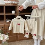 【73-110cm】セットアップ 蝶結び 柔らか おしゃれ 肌に優しい 二点セット - 画像 (7)
