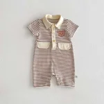 【66-90cm】オールインワン ベビー ボーダー柄 熊柄 - 画像 (4)