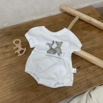 【66-90cm】ロンパース ベビー 半袖 ウサギ柄 着心地抜群 - 画像 (6)