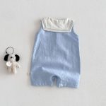 【66-90cm】ロンパース セーラー 無地 シンプル 着心地良い ベビー服 - 画像 (5)