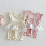 【73-110cm】シャツorパンツ フリル メッシュ シンプル 可愛い 女の子