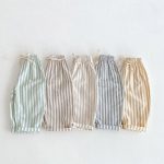 【73-120cm】ロングパンツ ストライプ柄 リネン コットン - 画像 (3)