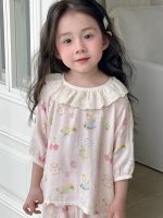 【100-160cm】パジャマ ガーゼ 女の子 ルームウェア 七分袖 上下セット エアコン対策 キッズ 部屋着
