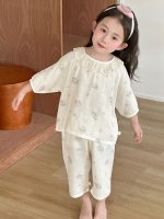 【100-160cm】パジャマ ガーゼ 女の子 ルームウェア 七分袖 上下セット エアコン対策 キッズ 部屋着 - 画像 (4)