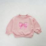 【90-160cm】女の子 リボン プリント おしゃれ トレーナー キッズ服 - 画像 (4)