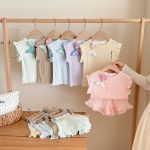 【90-140cm】女の子 おしゃれ フリル 無地 セットアップ