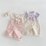 【73-120cm】Ｔシャツ or サロペット ベビー 女の子 可愛い 花柄 リボン付き - 画像 (4)