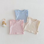 【73-120cm】ベスト or パンツ ベビー 女の子 無地 おしゃれ フリルデザイン - 画像 (3)