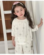 【100-160cm】パジャマ ガーゼ 女の子 ルームウェア 七分袖 上下セット エアコン対策 キッズ 部屋着 - 画像 (9)