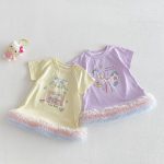 【73-120cm】Tシャツワンピース ベビー 女の子 韓国風 リボンプリント - 画像 (3)