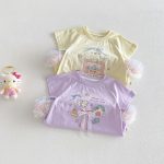 【73-120cm】Tシャツワンピース ベビー 女の子 韓国風 リボンプリント - 画像 (4)