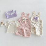 【73-120cm】Ｔシャツ or サロペット ベビー 女の子 可愛い 花柄 リボン付き - 画像 (3)