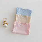 【73-120cm】ベスト or パンツ ベビー 女の子 無地 おしゃれ フリルデザイン - 画像 (6)