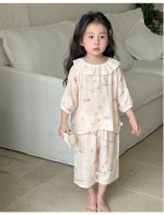 【100-160cm】パジャマ ガーゼ 女の子 ルームウェア 七分袖 上下セット エアコン対策 キッズ 部屋着 - 画像 (14)