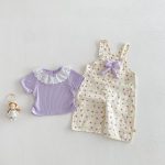 【73-120cm】Ｔシャツ or サロペット ベビー 女の子 可愛い 花柄 リボン付き - 画像 (5)